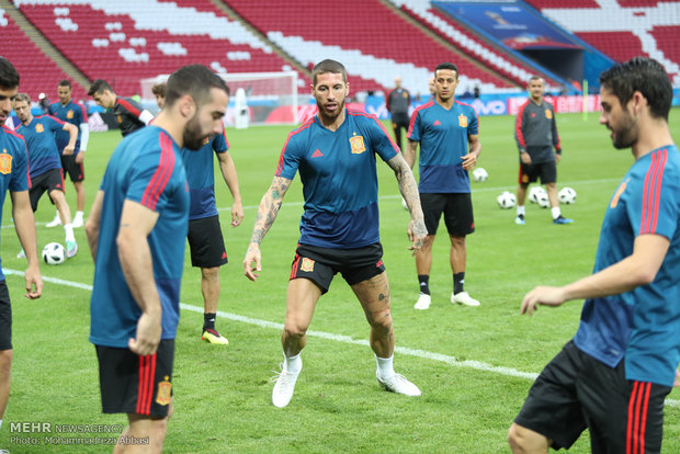 Spain's training session before meeting Iran