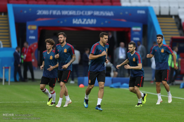 Spain's training session before meeting Iran