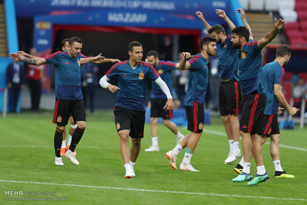 Spain's training session before meeting Iran