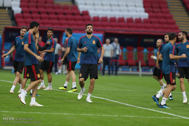 Spain's training session before meeting Iran