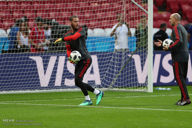 Spain's training session before meeting Iran