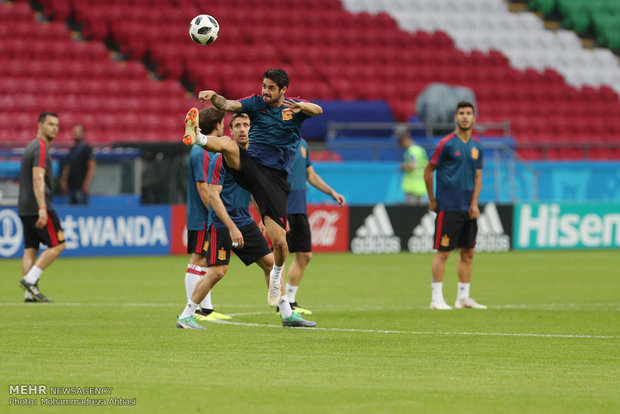 Spain's training session before meeting Iran