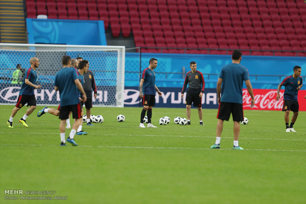 Spain's training session before meeting Iran