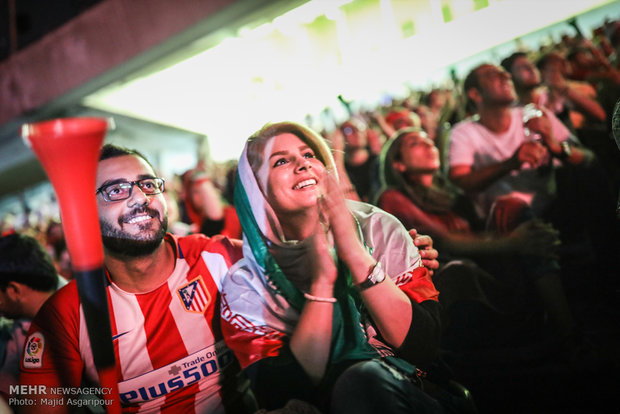 Families watch Iran-Spain match at Azadi Stadium