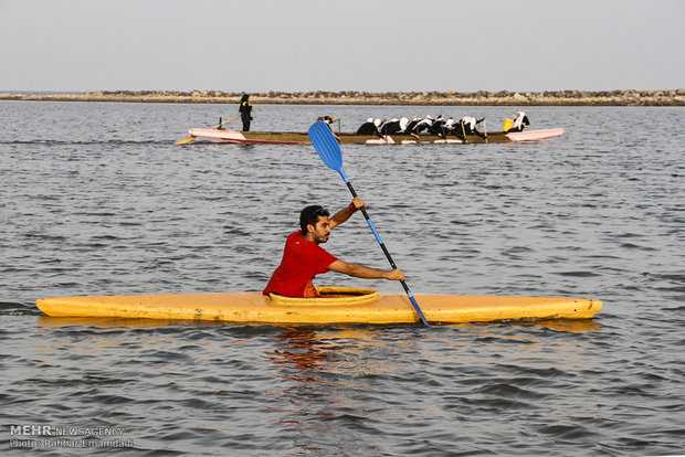 Dragon boat sailing in Persian Gulf waters