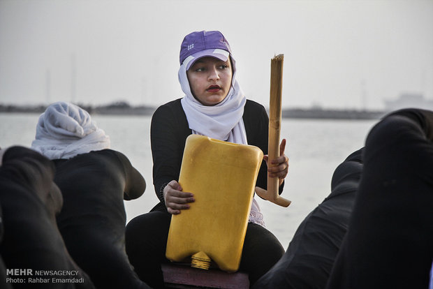 Dragon boat sailing in Persian Gulf waters