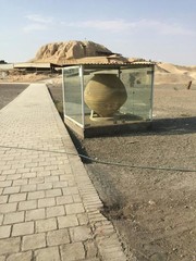 Pathway to Tappeh Sialk, a prime archaeological site in central Iran