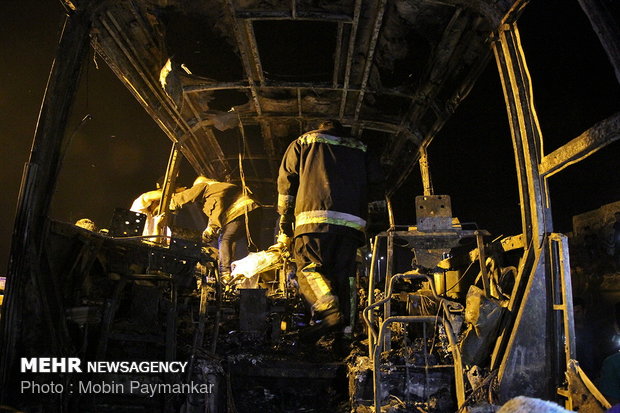 تصادف نفتکش با اتوبوس در سنندج‎