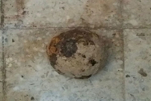 کشف یک گلوله توپ جنگی ۱۰۰ ساله در محوطه کاخ چهل‌ستون اصفهان