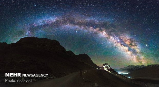 زیبایی آسمان شب در تبت‎