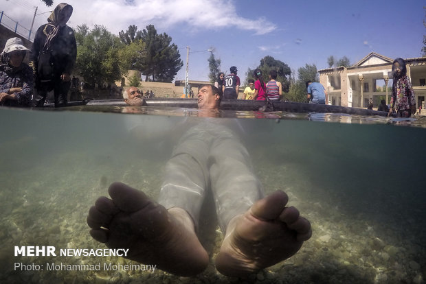 Swimming at Cheshmeh Ali, 'Yaylak of Qajar kings'