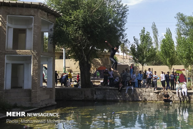 Swimming at Cheshmeh Ali, 'Yaylak of Qajar kings'