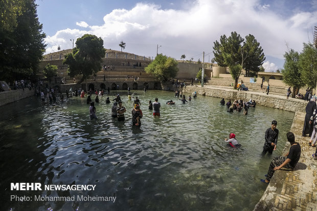 Swimming at Cheshmeh Ali, 'Yaylak of Qajar kings'