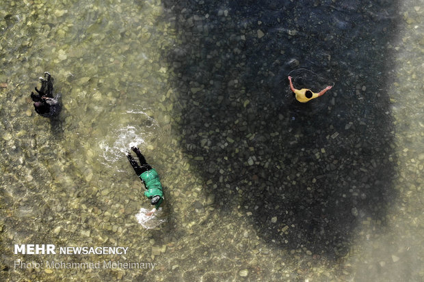 Swimming at Cheshmeh Ali, 'Yaylak of Qajar kings'