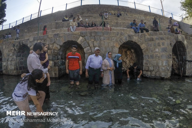 Swimming at Cheshmeh Ali, 'Yaylak of Qajar kings'