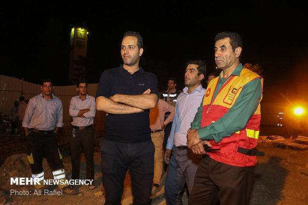 ریزش چاه در نزدیکی متروی قم‎