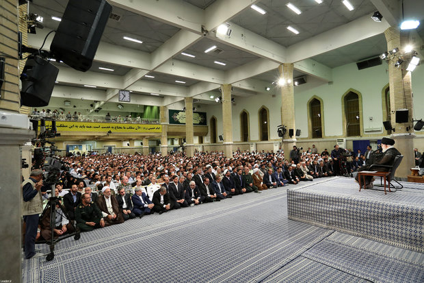 Various groups  of people meet with Leader