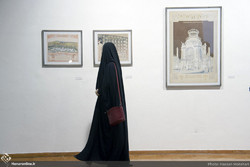 A woman visits the exhibition “Otto Wagner - Unlimited City” at the Niavaran Cultural Center in Tehran on August 14, 2018. (Honaronline/Hassan Motahari)