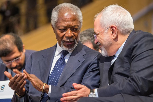 Zarif describes Annan as towering global leader