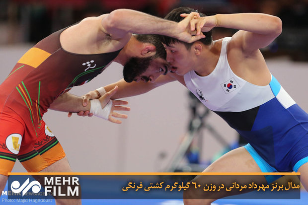 مدال برنز مهرداد مردانی در وزن ۶۰ گیلوگرم کشتی فرنگی