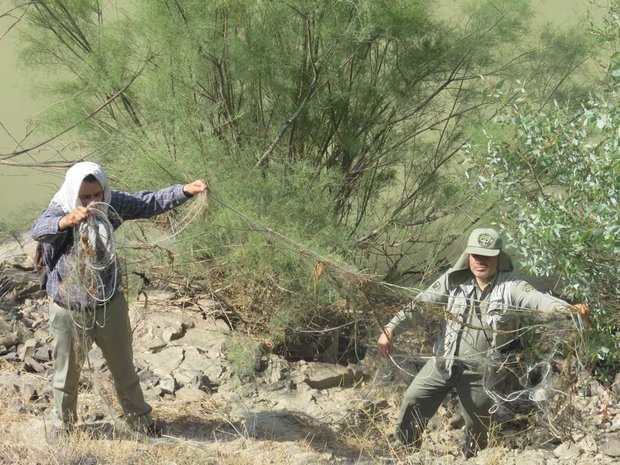 ۱۰۰ متر تور صیادی از رودخانه قزل اوزن جمع آوری شد
