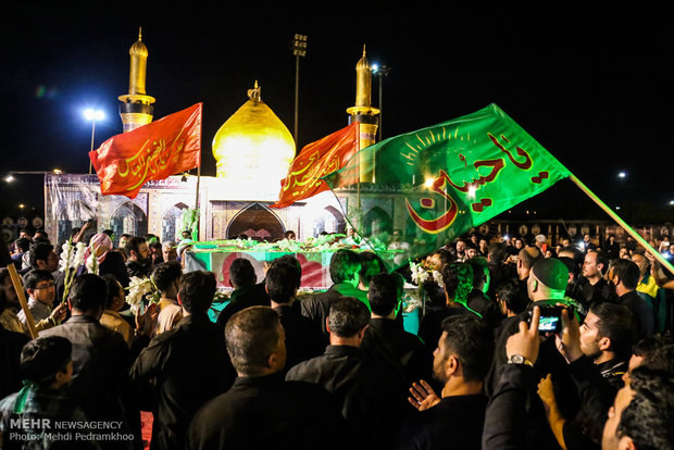 مراسم وداع با دو شهید گمنام در بین الحرمین اهواز