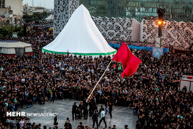 Tent-burning ceremony on Ashura day in Imam Hussein (AS) Sq. in Tehran 