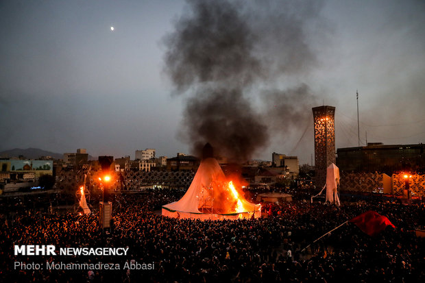 Tent-burning ceremony on Ashura day in Imam Hussein (AS) Sq. in Tehran 