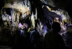 People visit Ghoori Ghaleh water cave, one of many tourist attractions in western Iranian province of Kermanshah, September 28, 2018.