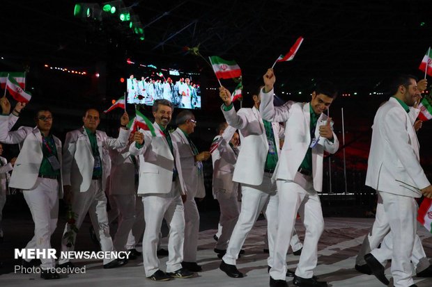 Iran’s team staging parade at 2018 Asian Para Games opening ceremony