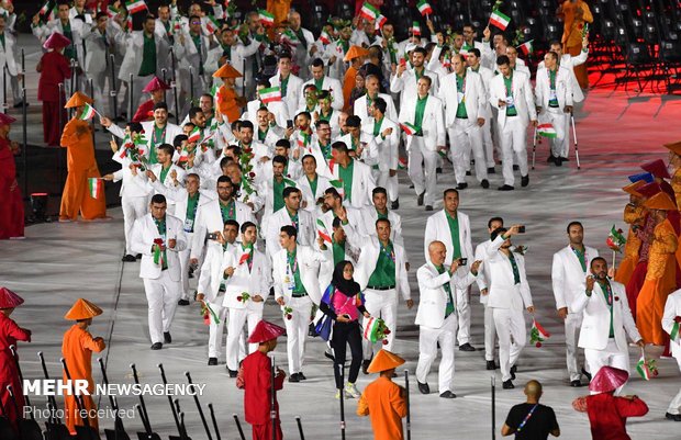 Iran’s team staging parade at 2018 Asian Para Games opening ceremony