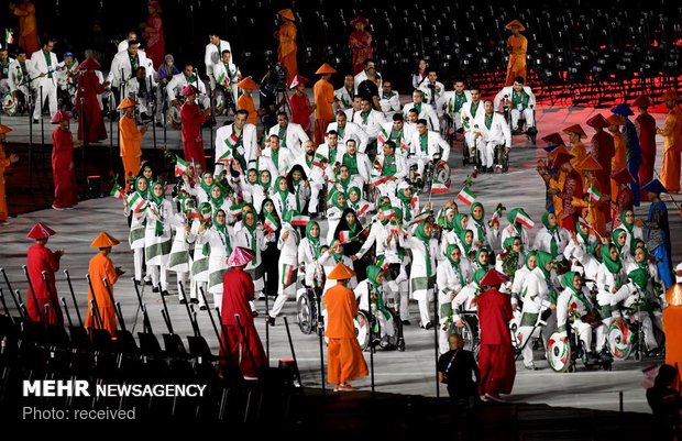 Iran’s team staging parade at 2018 Asian Para Games opening ceremony