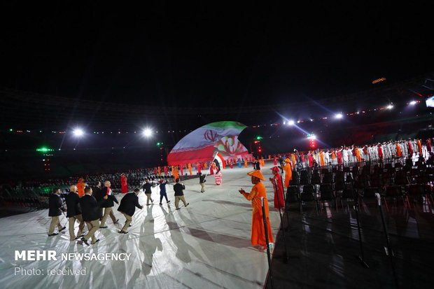 Iran’s team staging parade at 2018 Asian Para Games opening ceremony