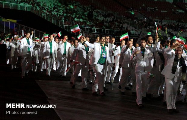 Iran’s team staging parade at 2018 Asian Para Games opening ceremony