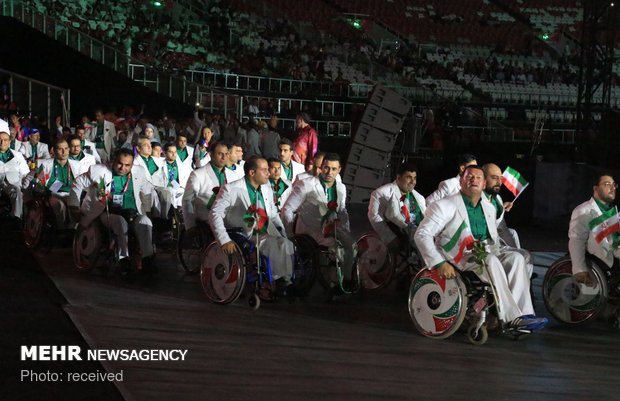 Iran’s team staging parade at 2018 Asian Para Games opening ceremony