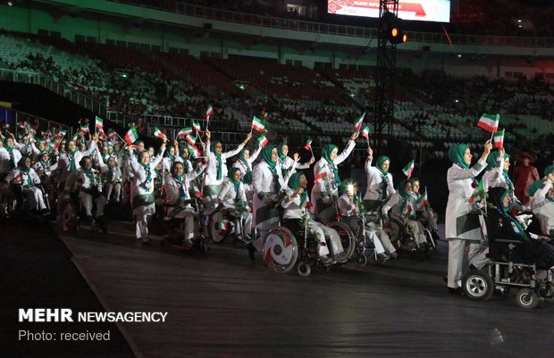 Iran’s team staging parade at 2018 Asian Para Games opening ceremony