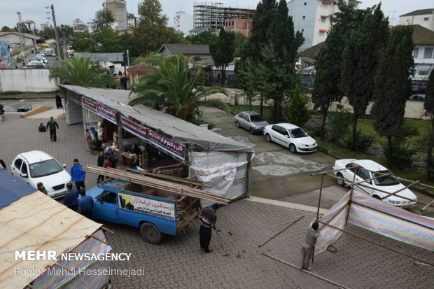 برپایی موکبهای استقبال از زائرین خارجی اربعین در مرز آستارا