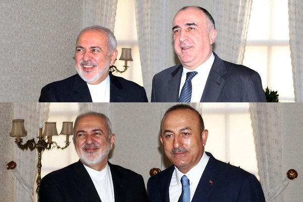 FM Zarif holds separate meetings with Turkish, Azeri counterparts 