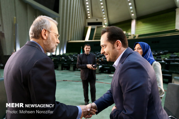 Iran’s Parl. Speaker participating in a live TV interview