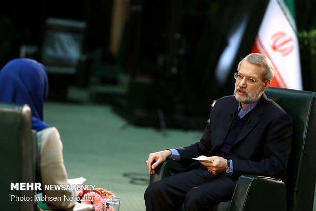 Iran’s Parl. Speaker participating in a live TV interview