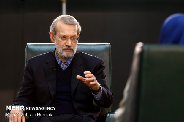 Iran’s Parl. Speaker participating in a live TV interview