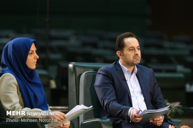 Iran’s Parl. Speaker participating in a live TV interview