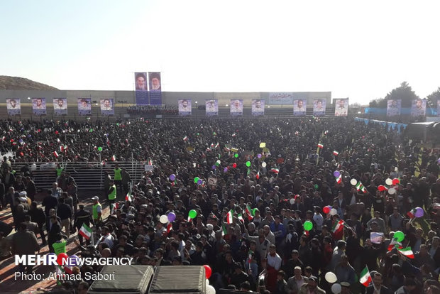 Rouhani addressing people of Shahroud