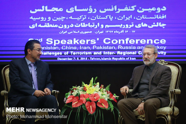 دیدار روسای مجلس افغانستان و ترکیه با علی لاریجانی