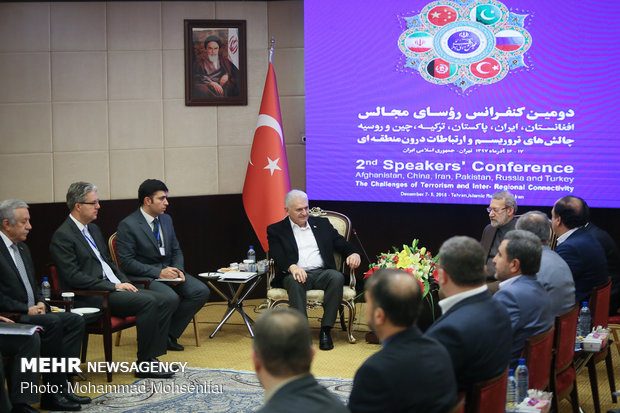 دیدار روسای مجلس افغانستان و ترکیه با علی لاریجانی