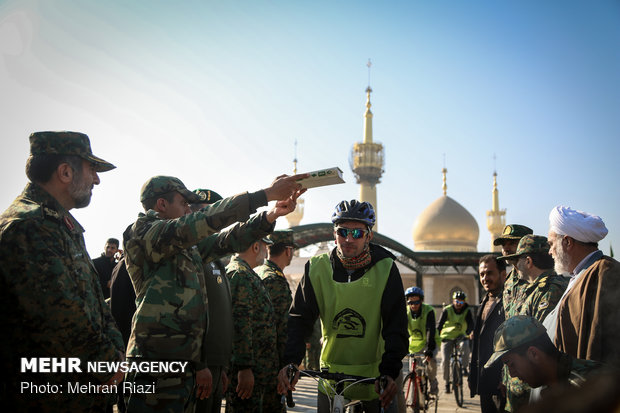 Cycling tour of Iran’s police near Mausoleum of Imam Khomeini