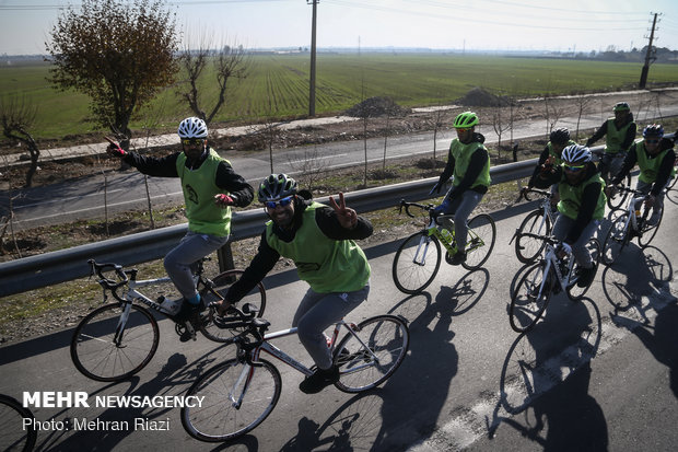 Cycling tour of Iran’s police near Mausoleum of Imam Khomeini