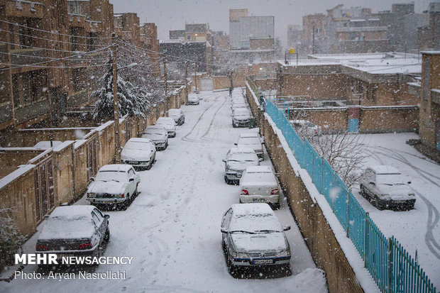 Snowfall blankets Sanandaj in west Iran