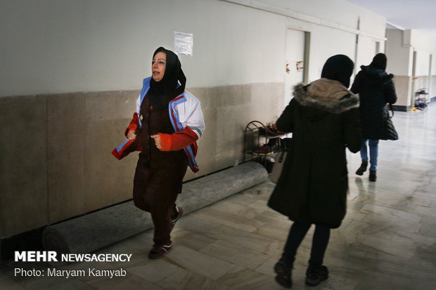 Earthquake drill in dormitories 