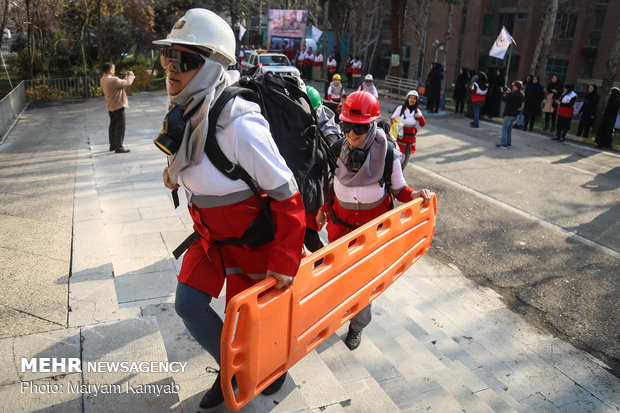 Earthquake drill in dormitories 